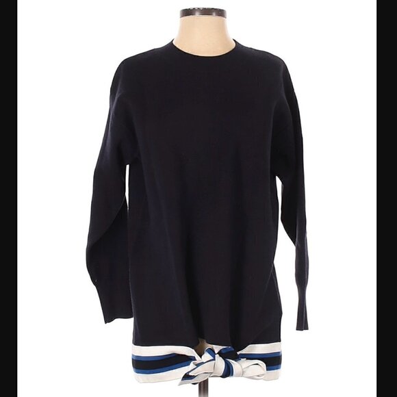 Sandro Sweater XS 0 NWT Pampa Tie-Hem Deep Navy French Label Luxury Warm Thick - Picture 4 of 10